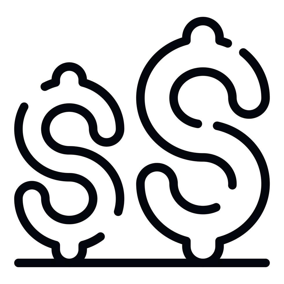 Dollar sign icon, outline style vector