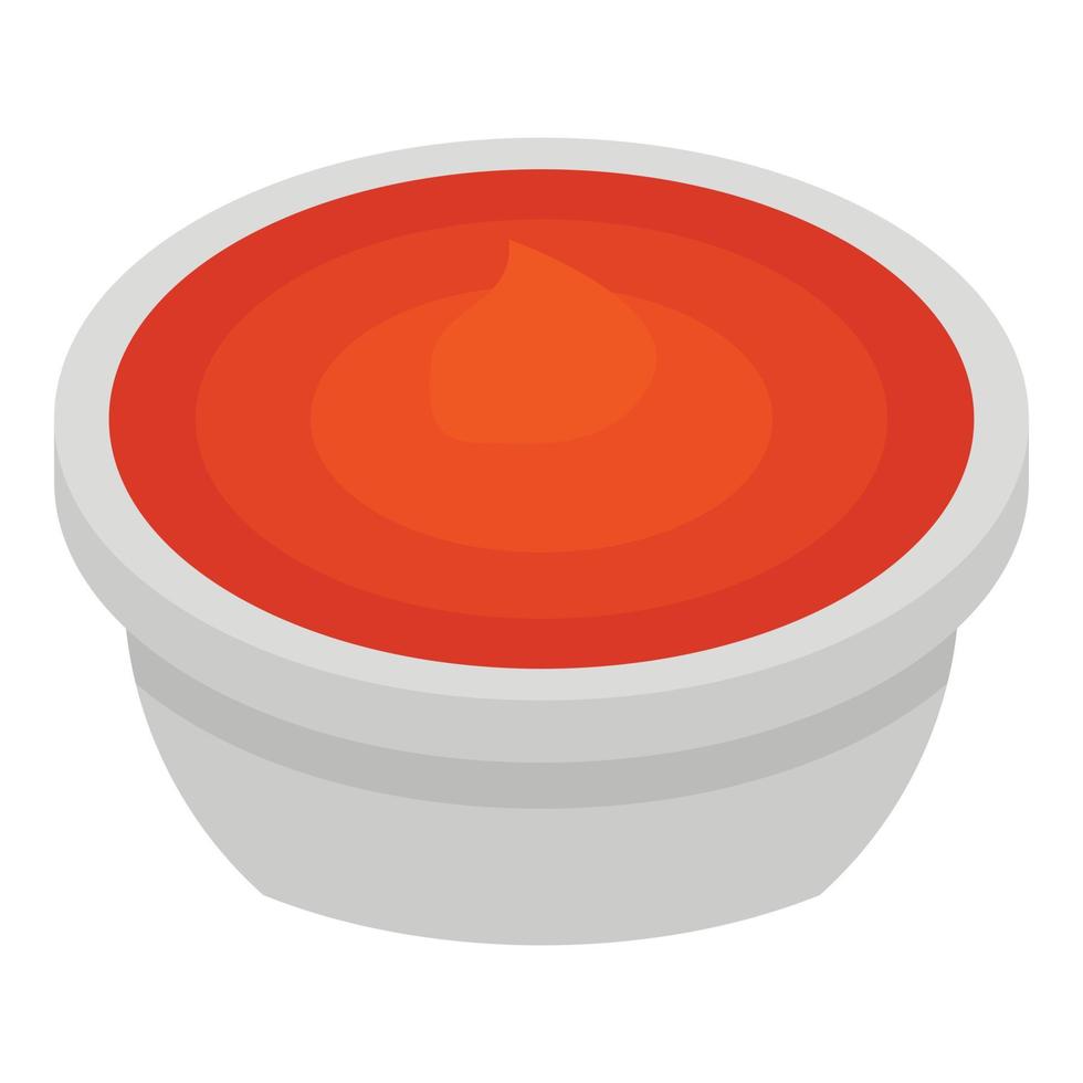 icono de salsa de tomate con hierbas, estilo isométrico vector