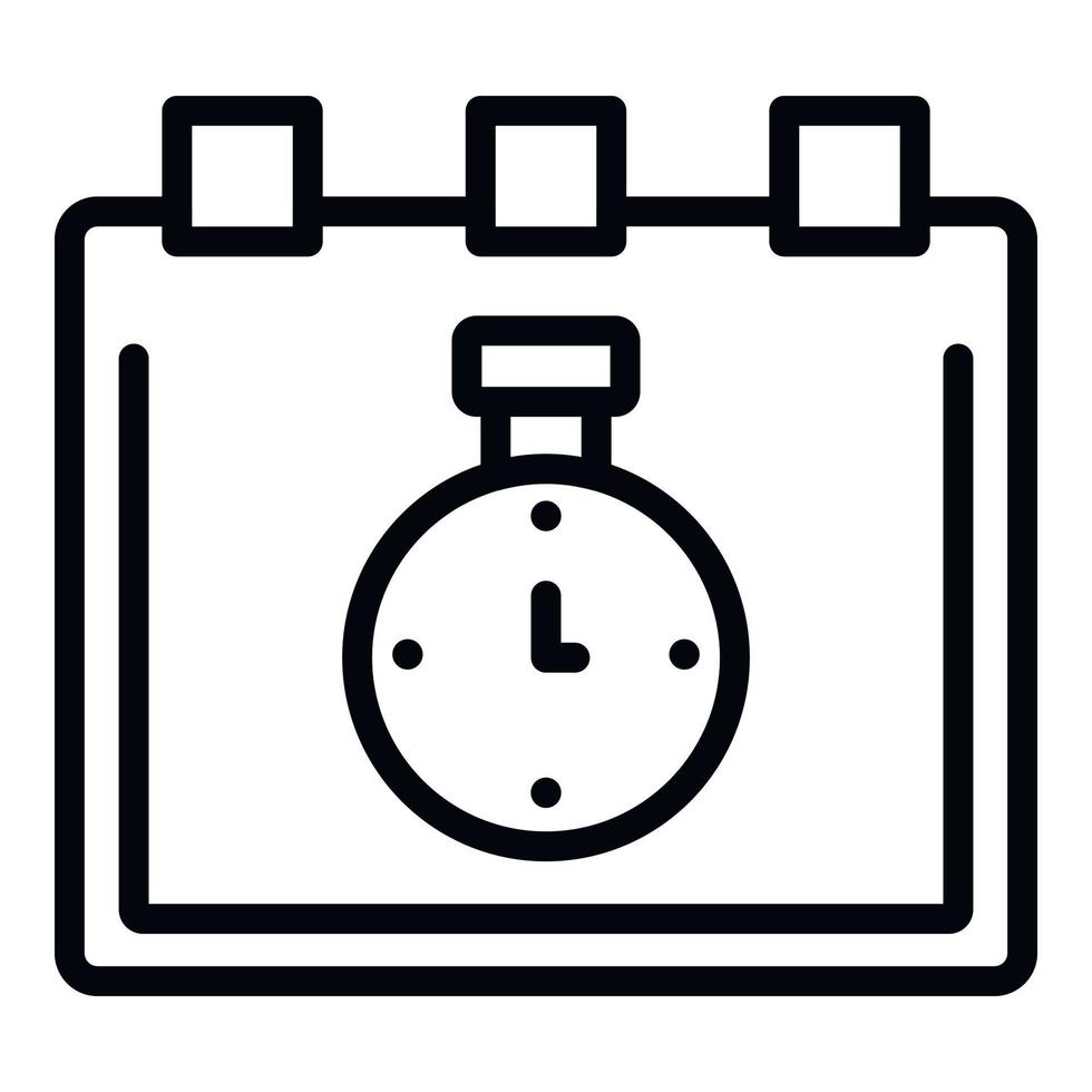 Clock and calendar icon, outline style vector