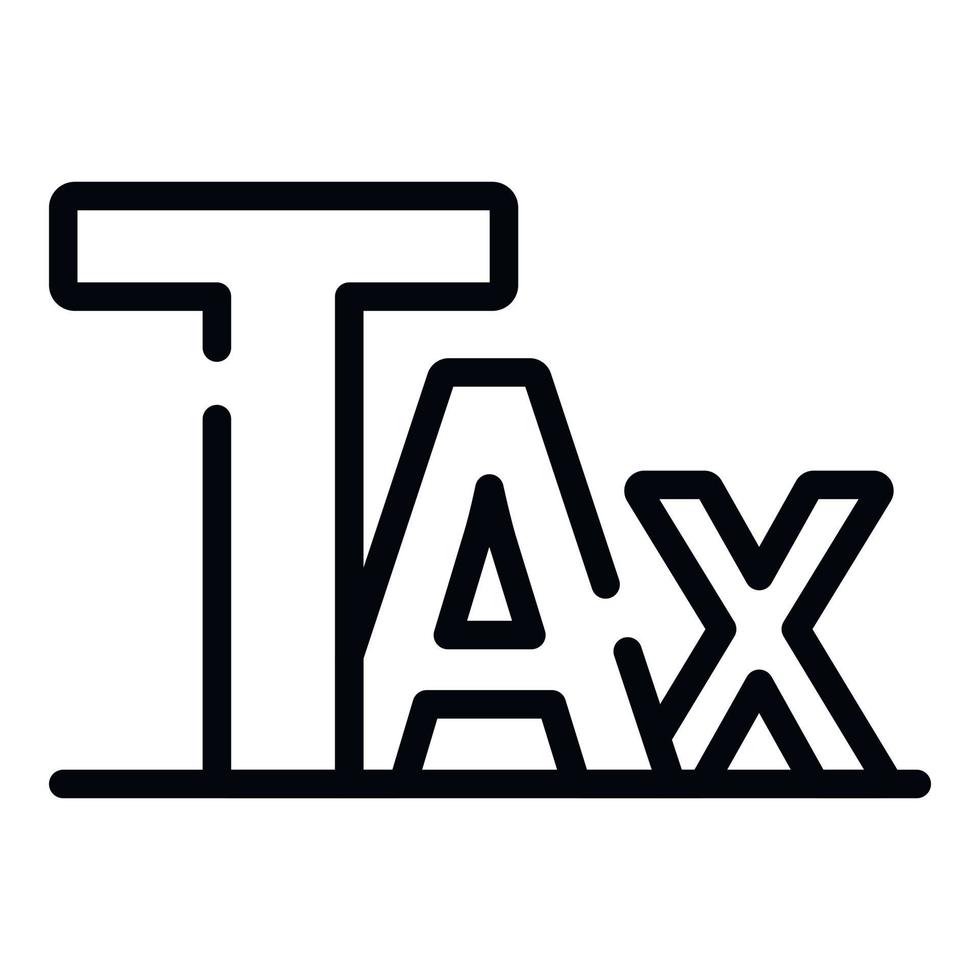 Tax text icon, outline style vector