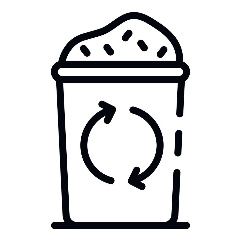 Full trash can icon, outline style vector