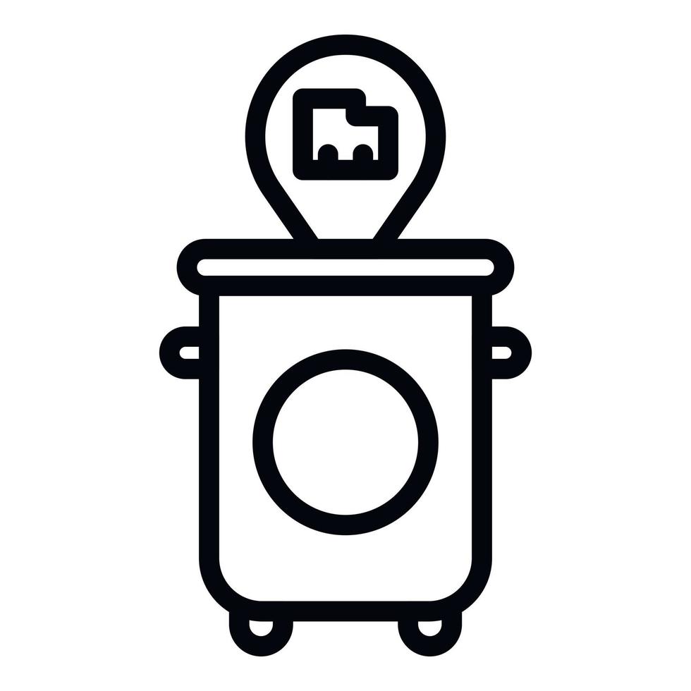 Garbage bin front view icon, outline style vector