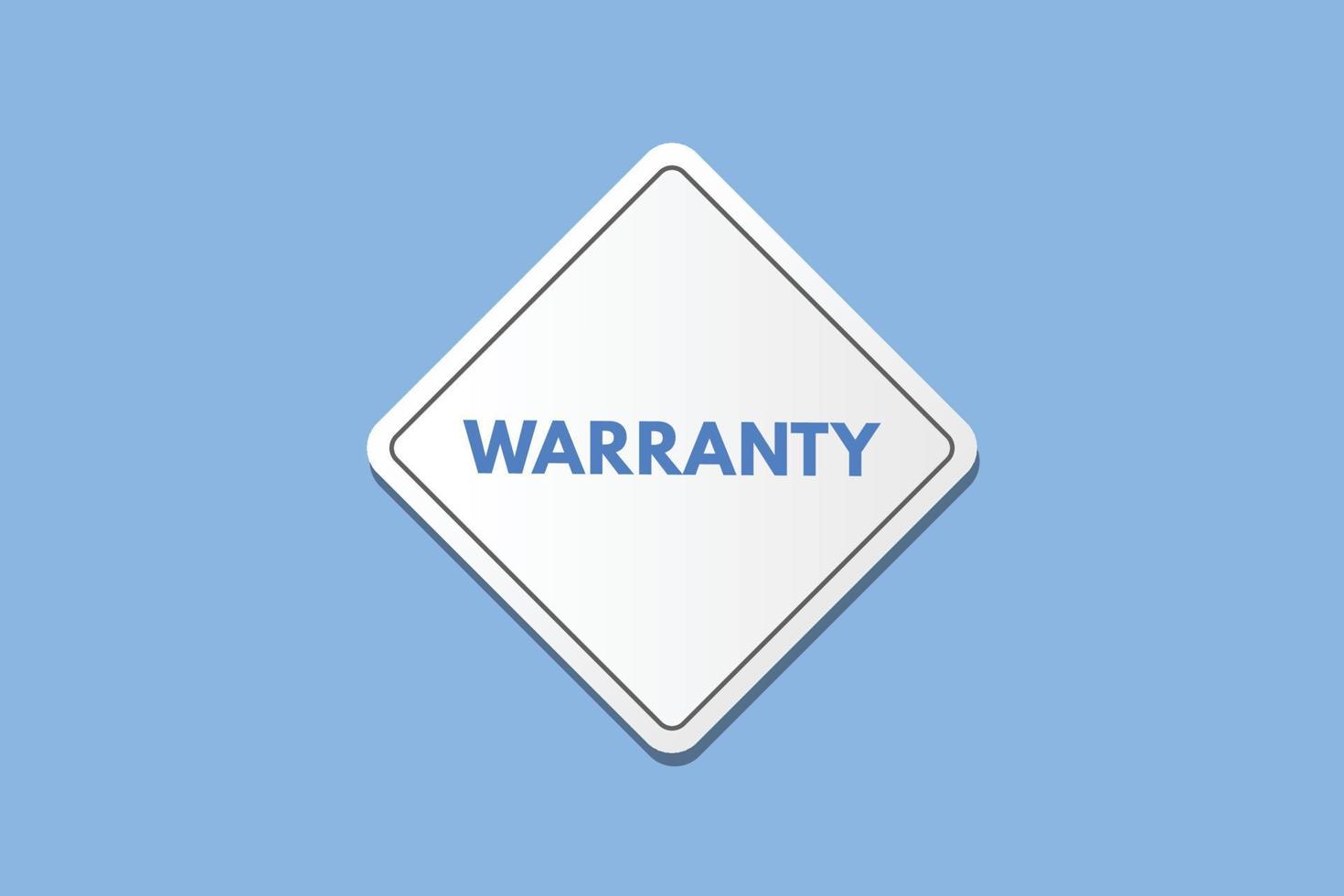 warranty text Button. warranty Sign Icon Label Sticker Web Buttons vector