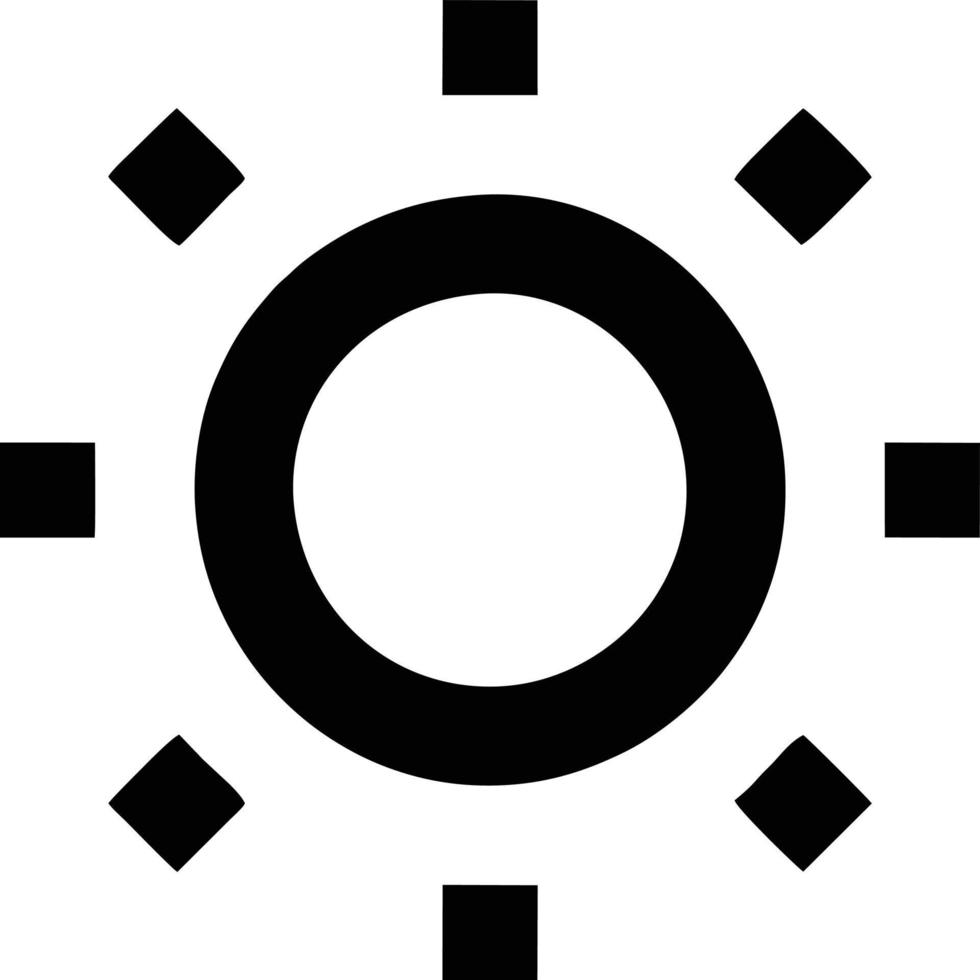 icono de sol en fondo blanco, ilustración del símbolo de icono de sol en negro sobre fondo blanco vector