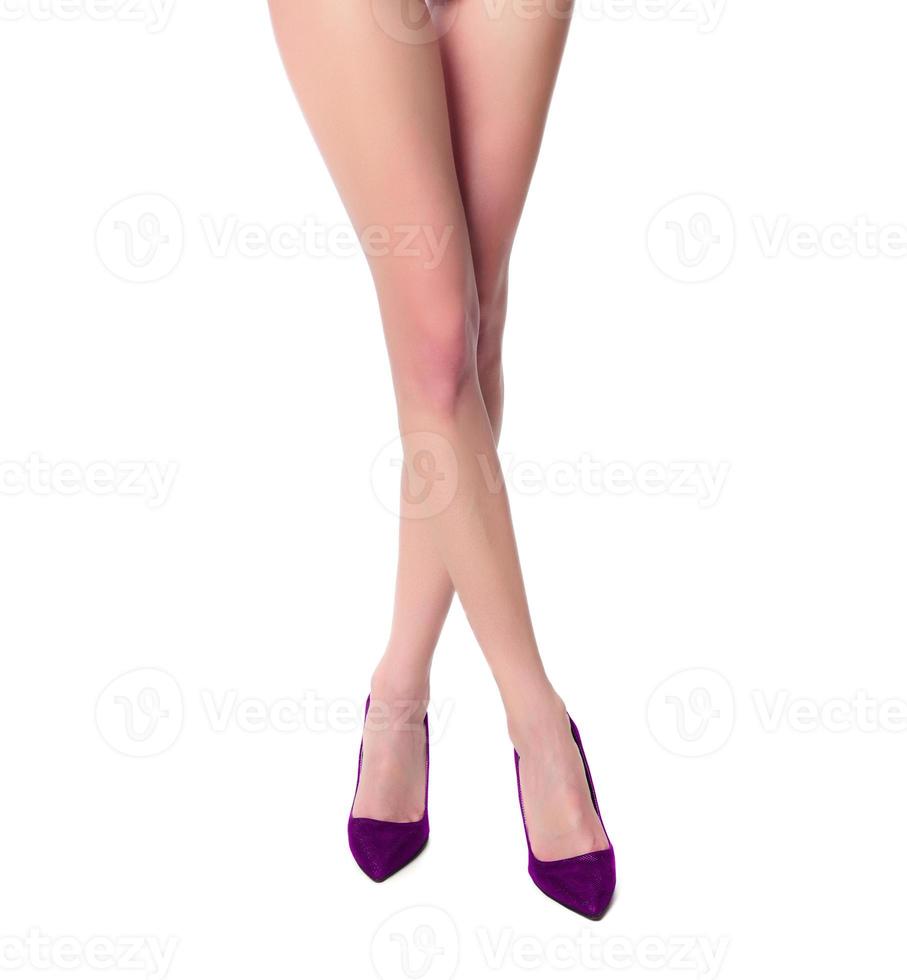 female model with beautiful legs on high hills photo