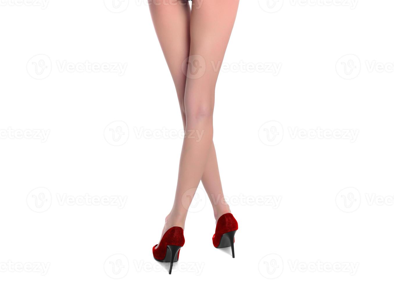 female model with beautiful legs on high hills photo