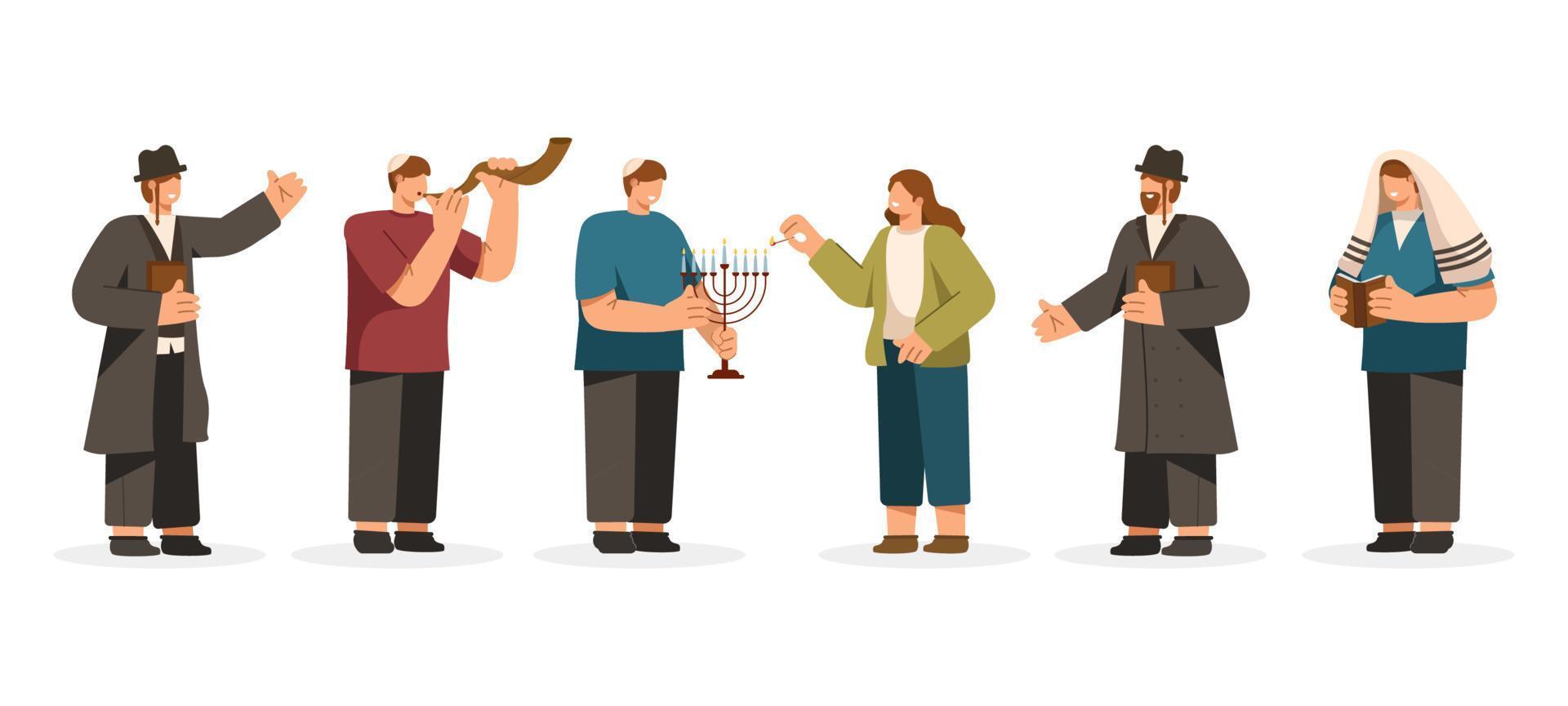 Jewish Character Set with Various Pose vector