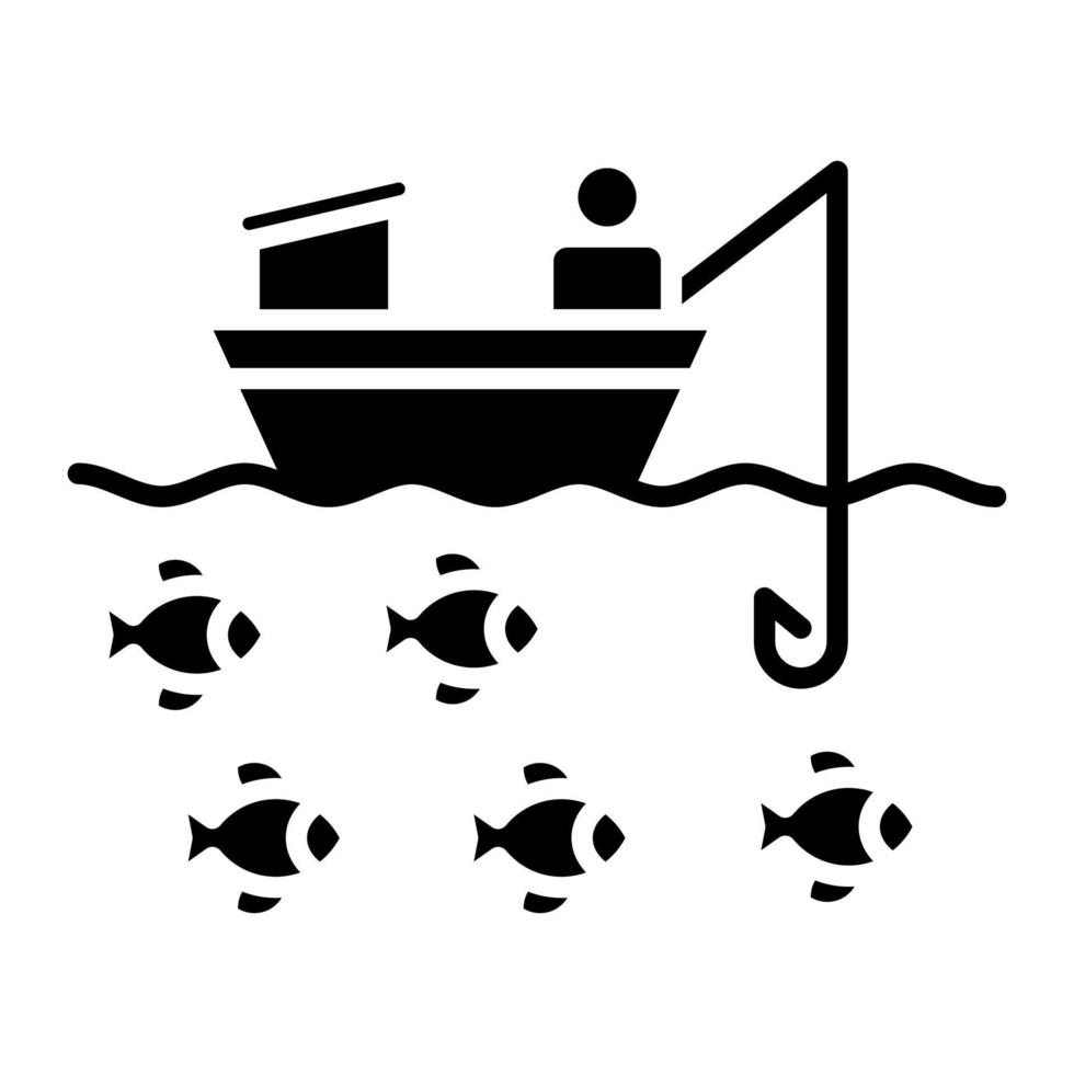 Boat Fishing Glyph Icon vector