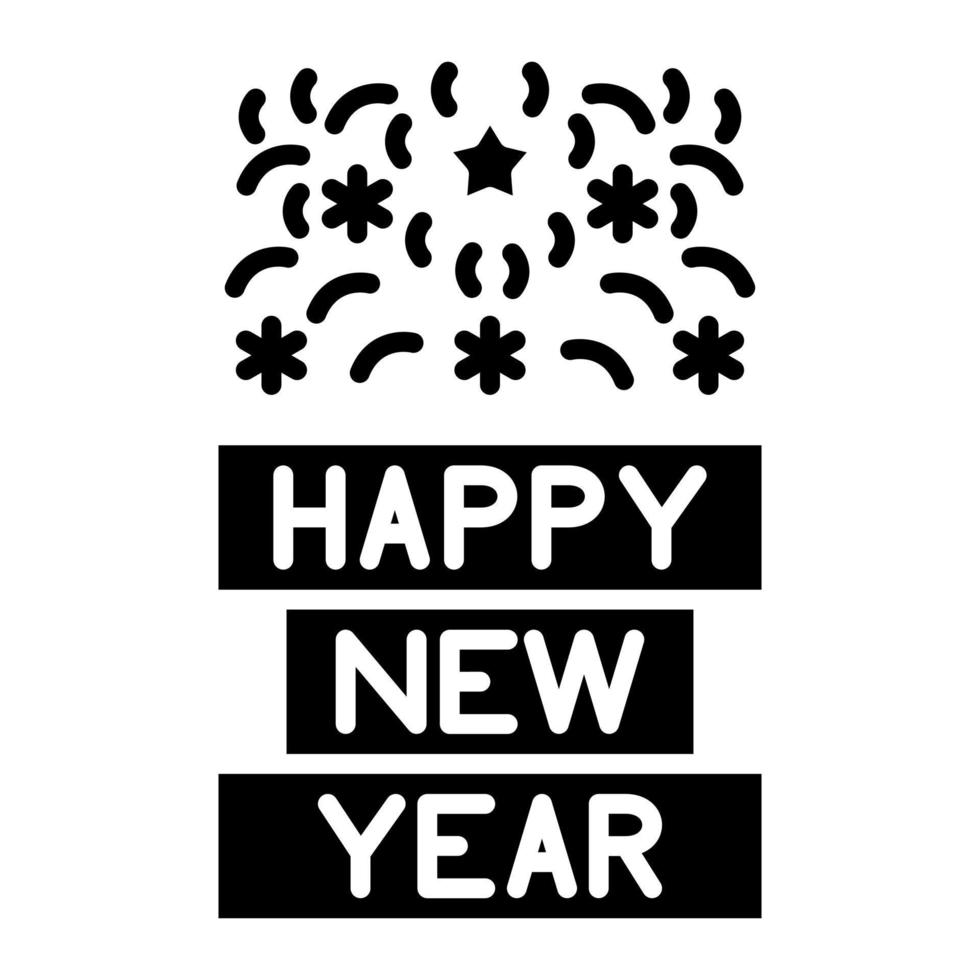 Happy New Year Glyph Icon vector