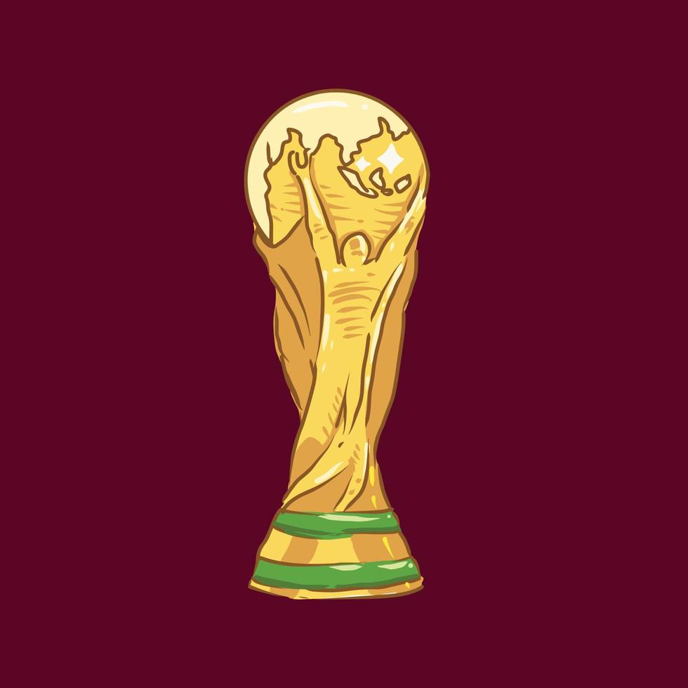 trofeo copa del mundo 2022 qatar con estilo dibujado a mano vector