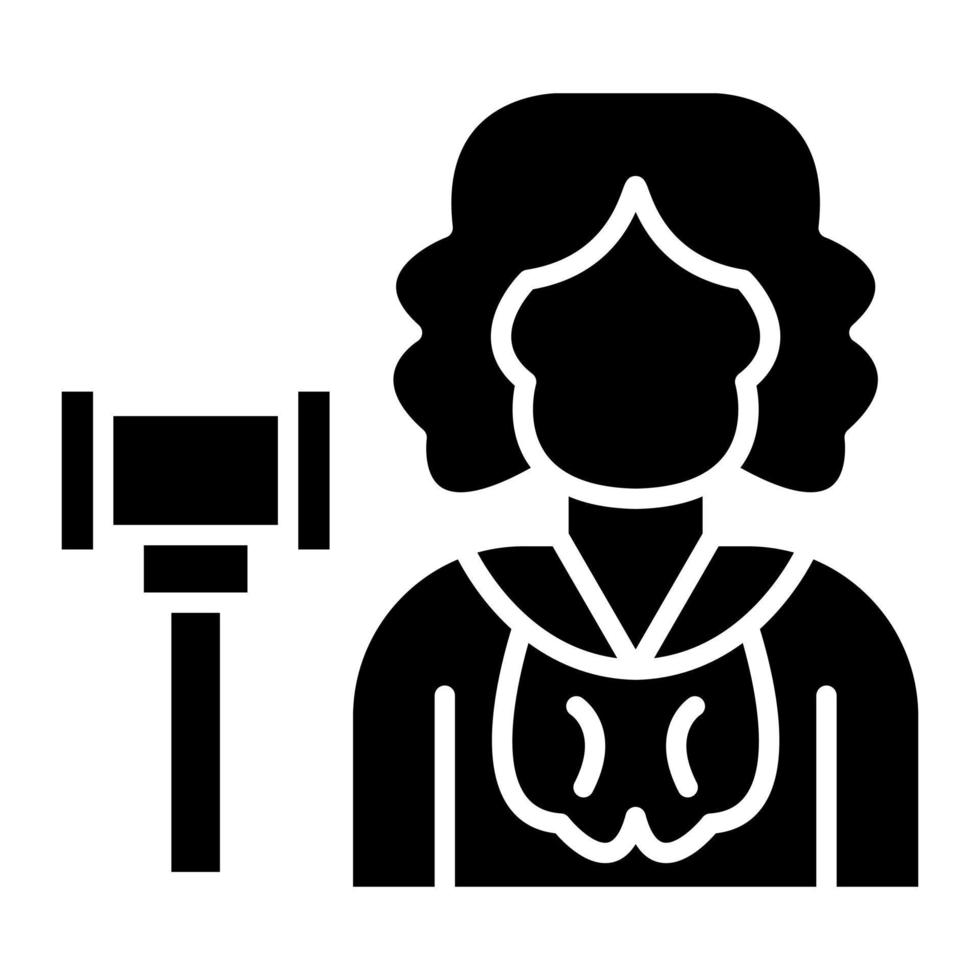Judge Female Glyph Icon vector