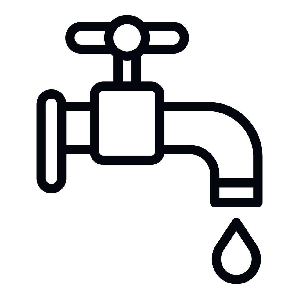 Water tap drop icon, outline style vector