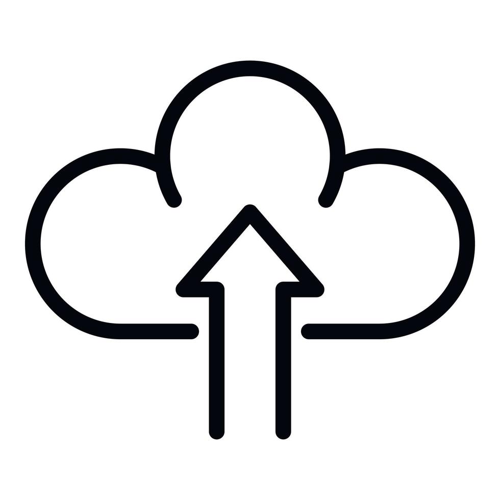 Upload data to the cloud icon, outline style vector