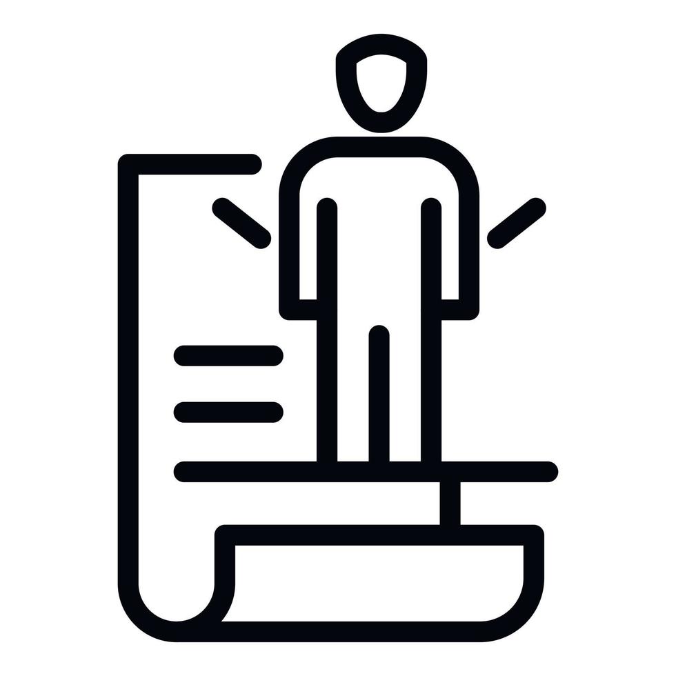 Document and person icon, outline style vector