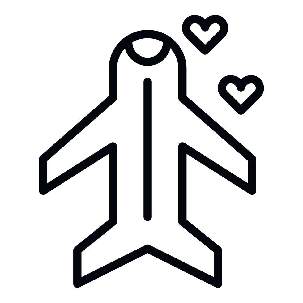 Airplane direction honeymoon icon, outline style vector