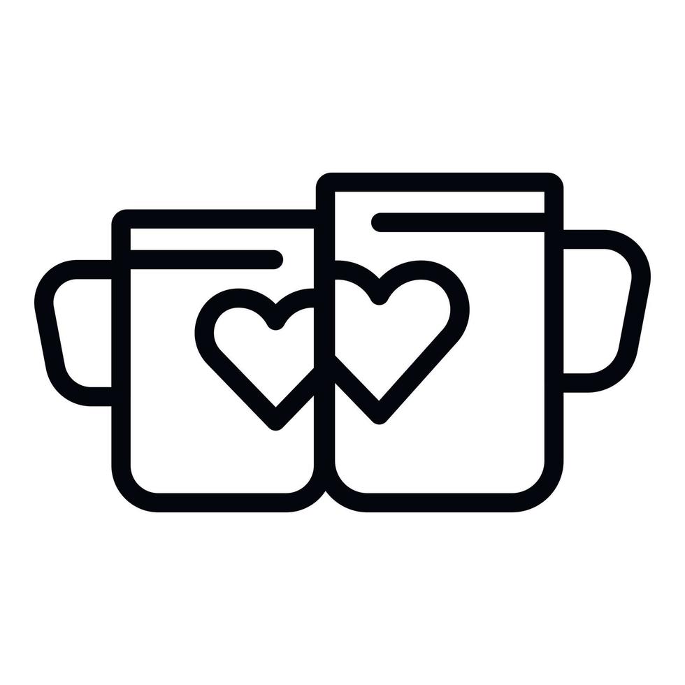 icono de taza de corazón de luna de miel, estilo de esquema vector