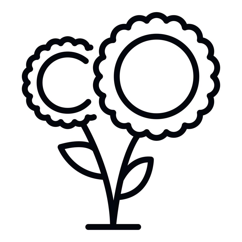 A pair of sunflowers icon, outline style vector