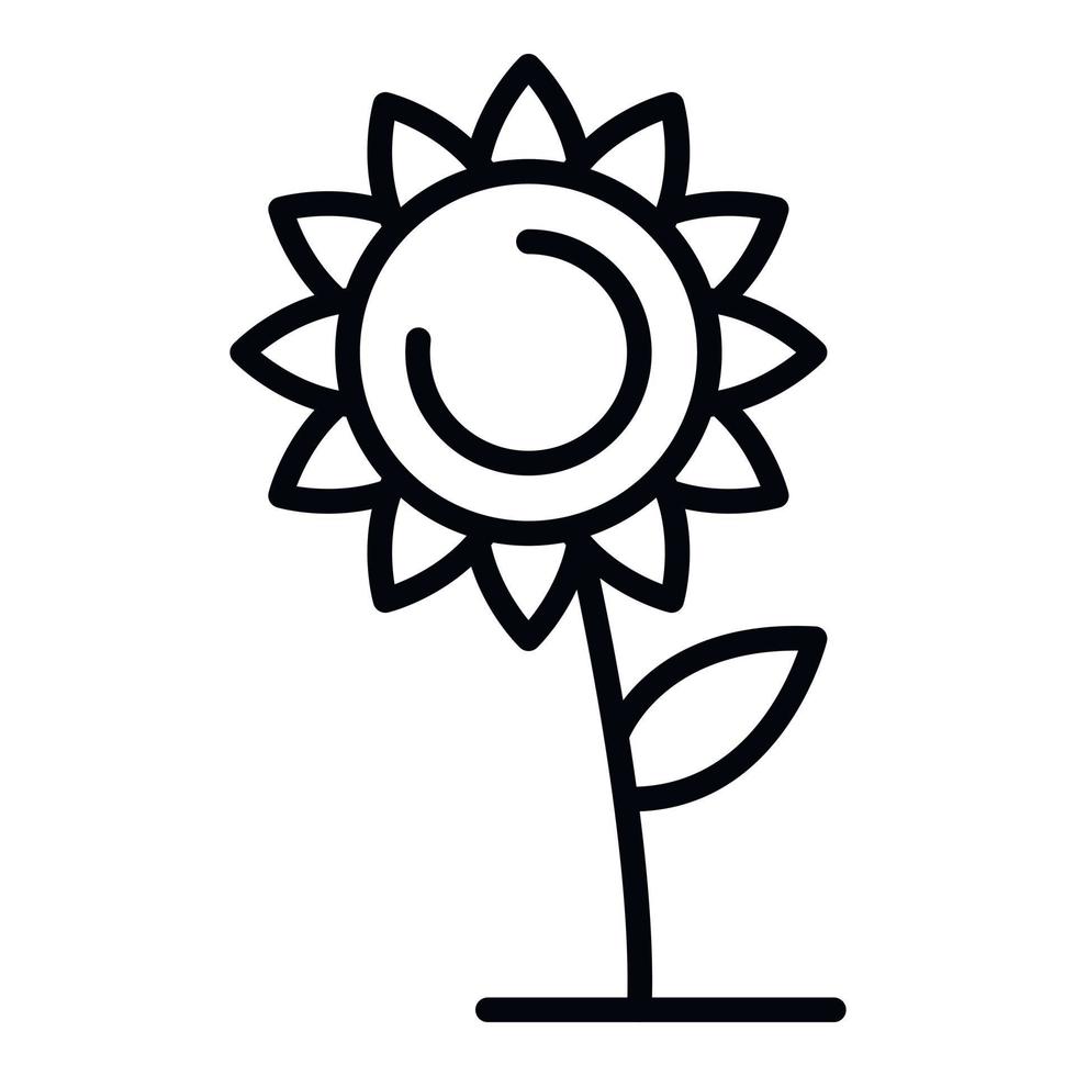 Lonely sunflower icon, outline style vector