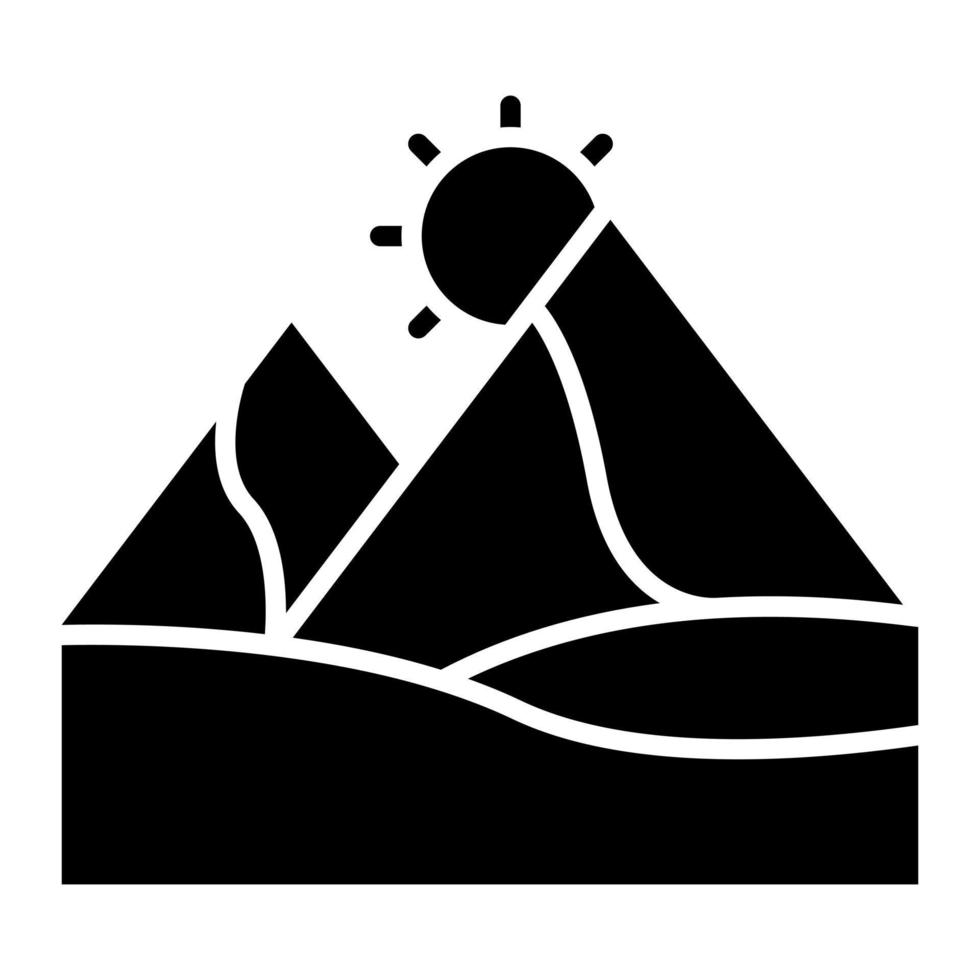 icono de glifo de paisaje del día del desierto vector