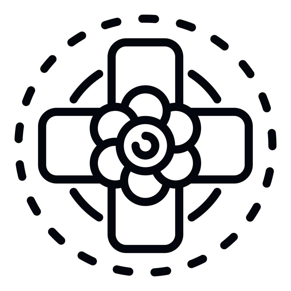 Top view flower cross icon, outline style vector