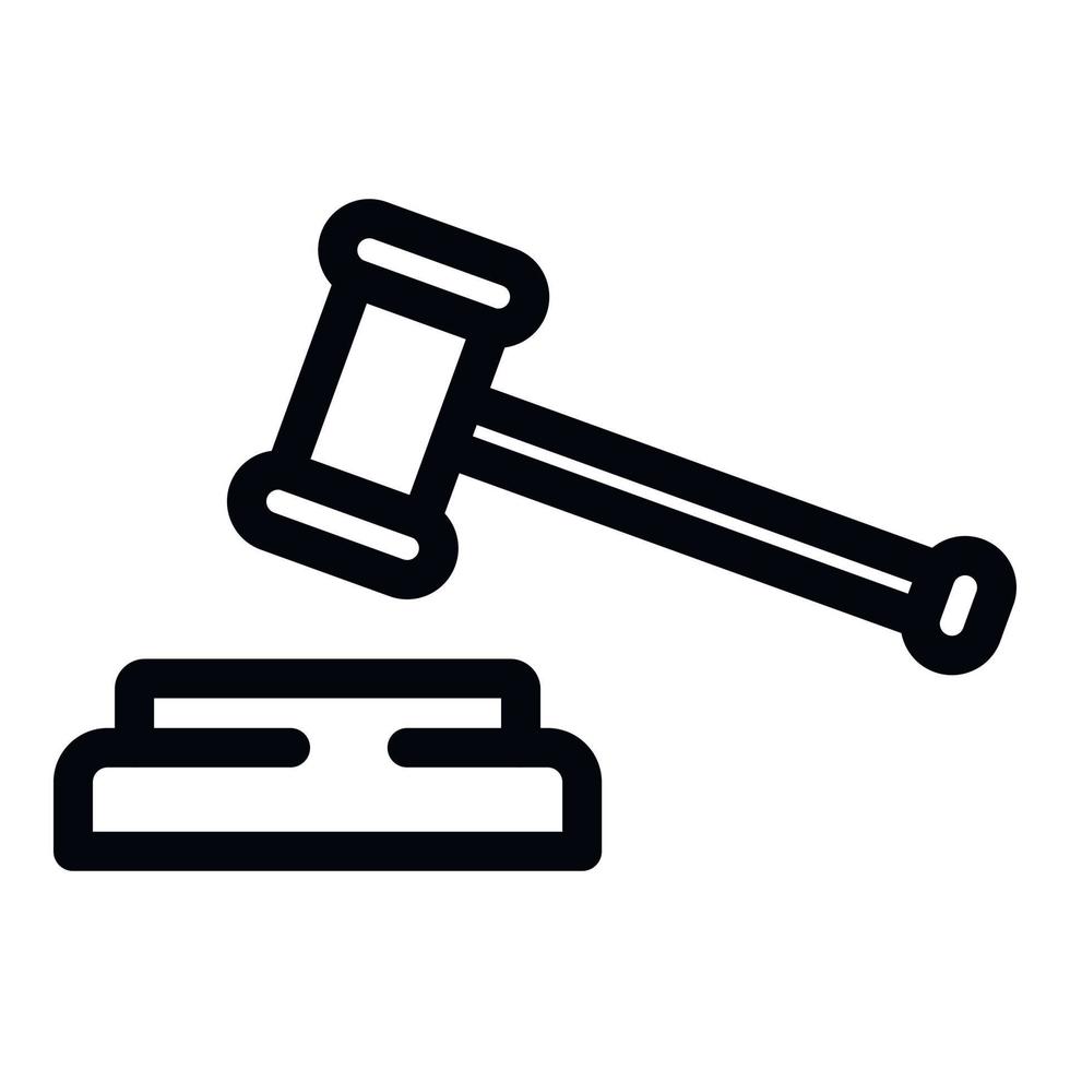 Judge hammer icon, outline style vector