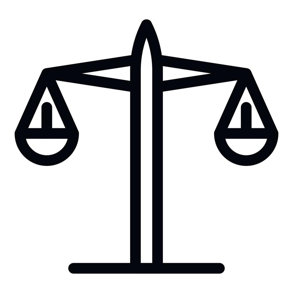 Judge balance icon, outline style vector