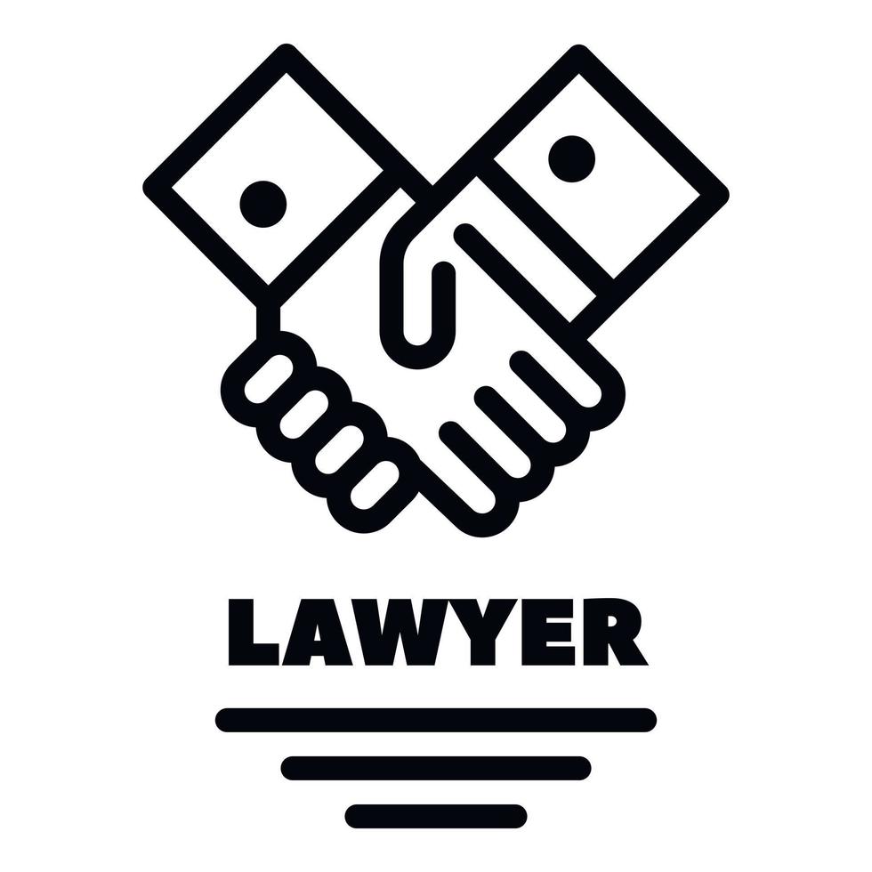 Lawyer handshake icon, outline style vector