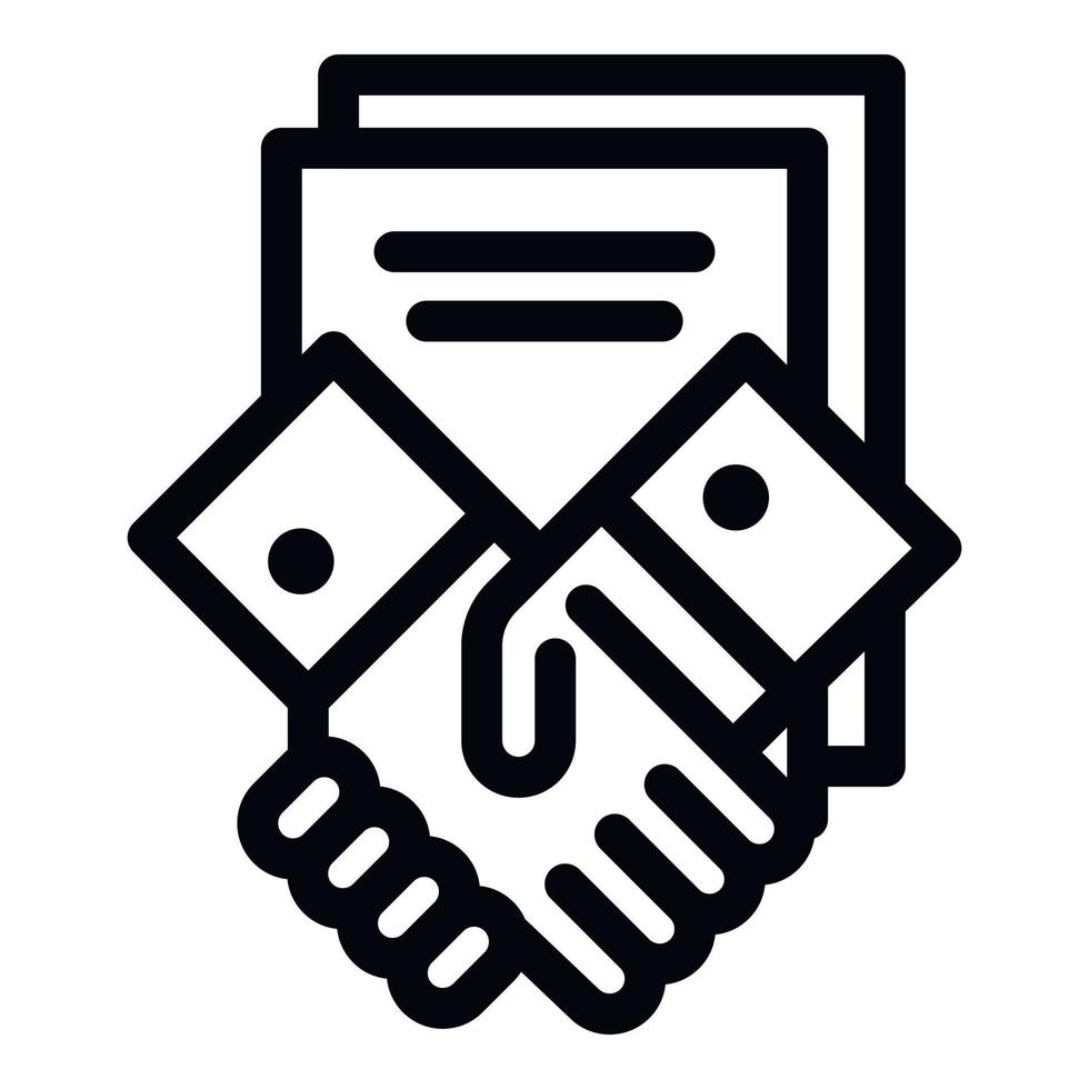 Law handshake icon, outline style vector