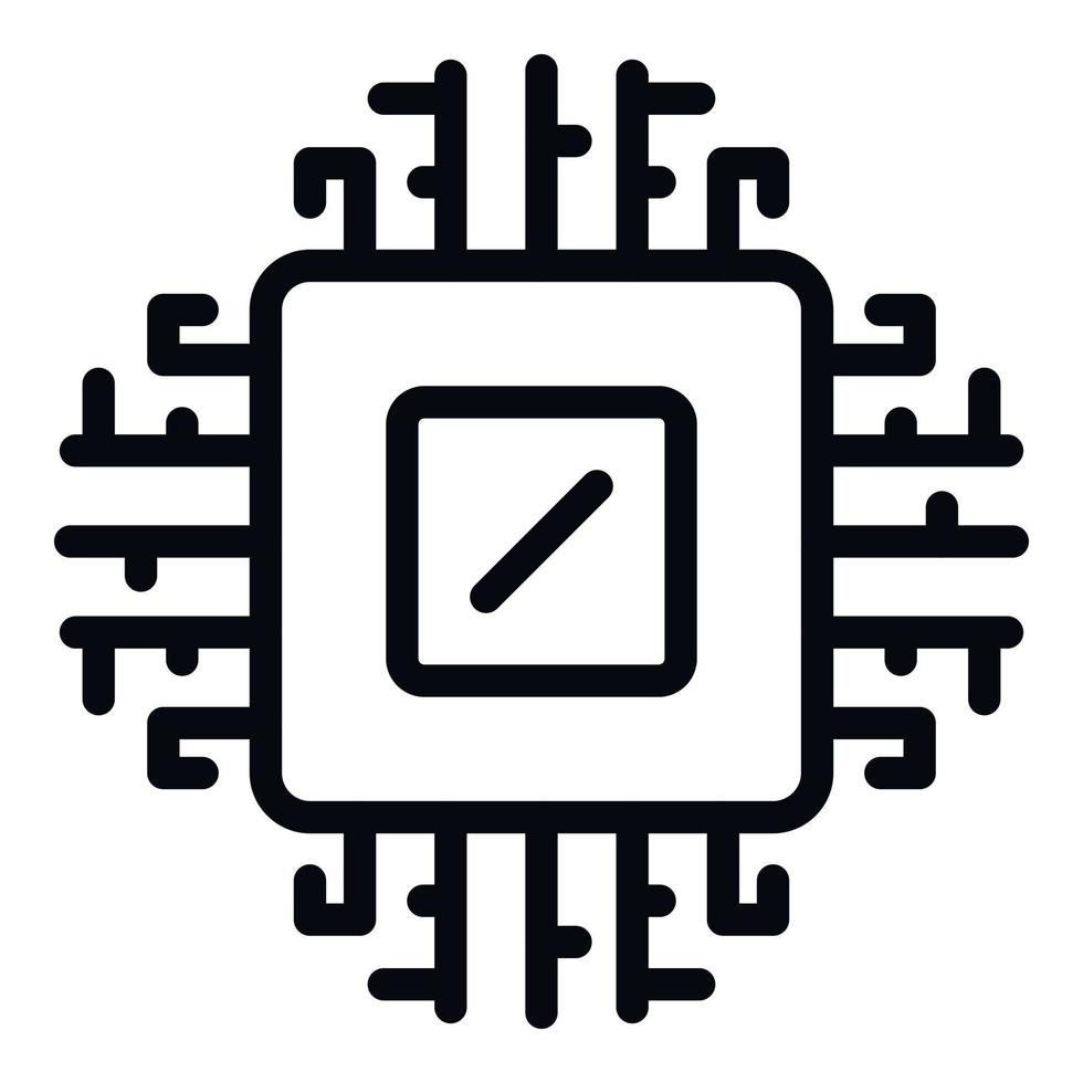 icono de procesador de computadora, estilo de contorno vector