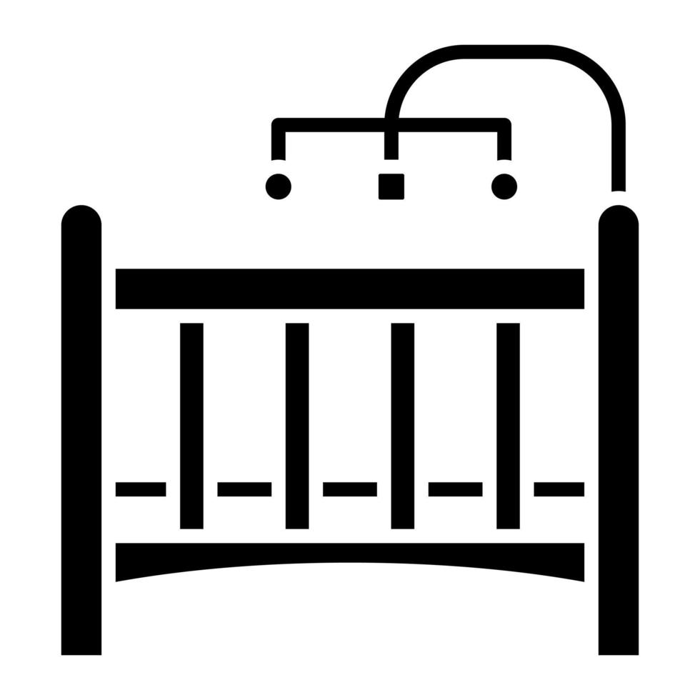 Baby Crib Glyph Icon vector