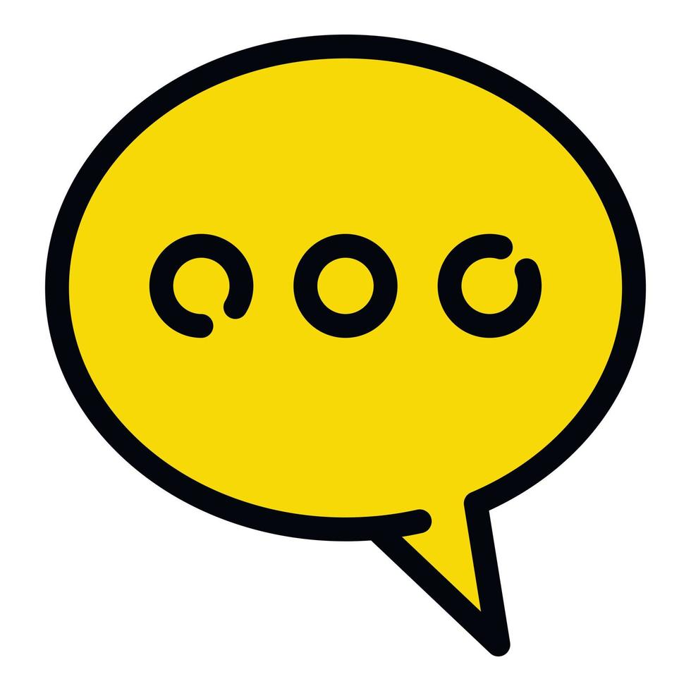 Yellow chat icon, outline style vector