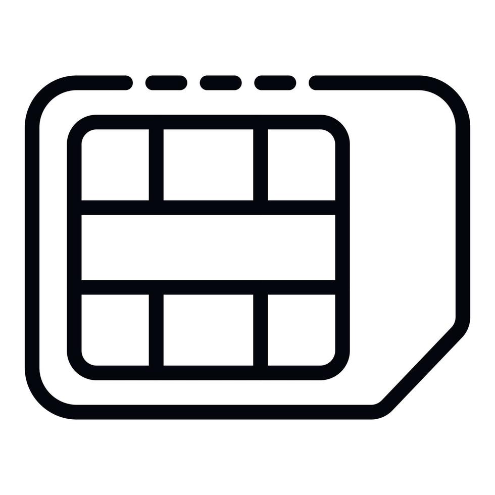 icono de tarjeta mini sim, estilo de esquema vector