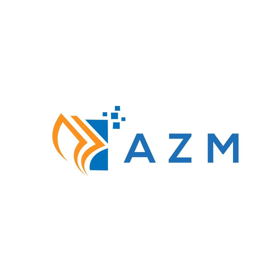 diseño de logotipo de contabilidad de reparación de crédito azm sobre fondo blanco. concepto de logotipo de letra de gráfico de crecimiento de iniciales creativas azm. diseño del logotipo de finanzas empresariales azm. vector