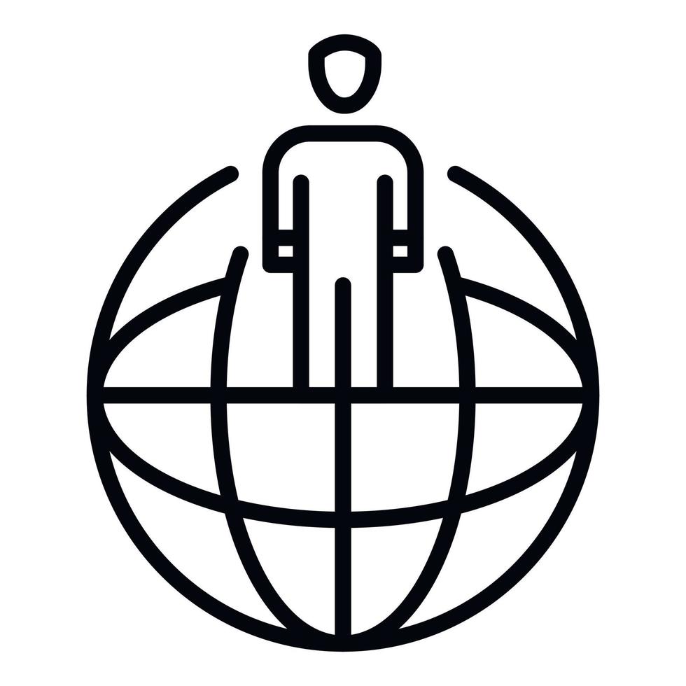 Global money man icon, outline style vector