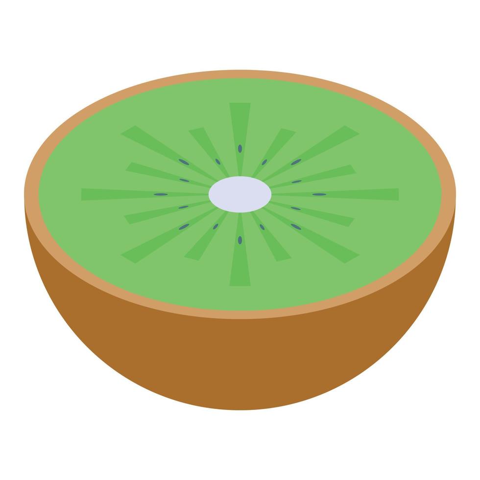 icono de medio kiwi, estilo isométrico vector