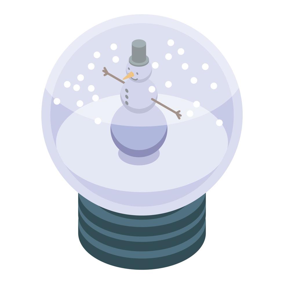 Snowman snowglobe icon, isometric style vector