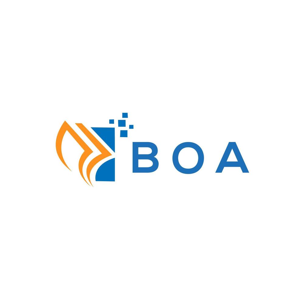 diseño de logotipo de contabilidad de reparación de crédito de boa sobre fondo blanco. concepto de logotipo de letra de gráfico de crecimiento de iniciales creativas de boa. diseño de logotipo de finanzas empresariales de boa. vector