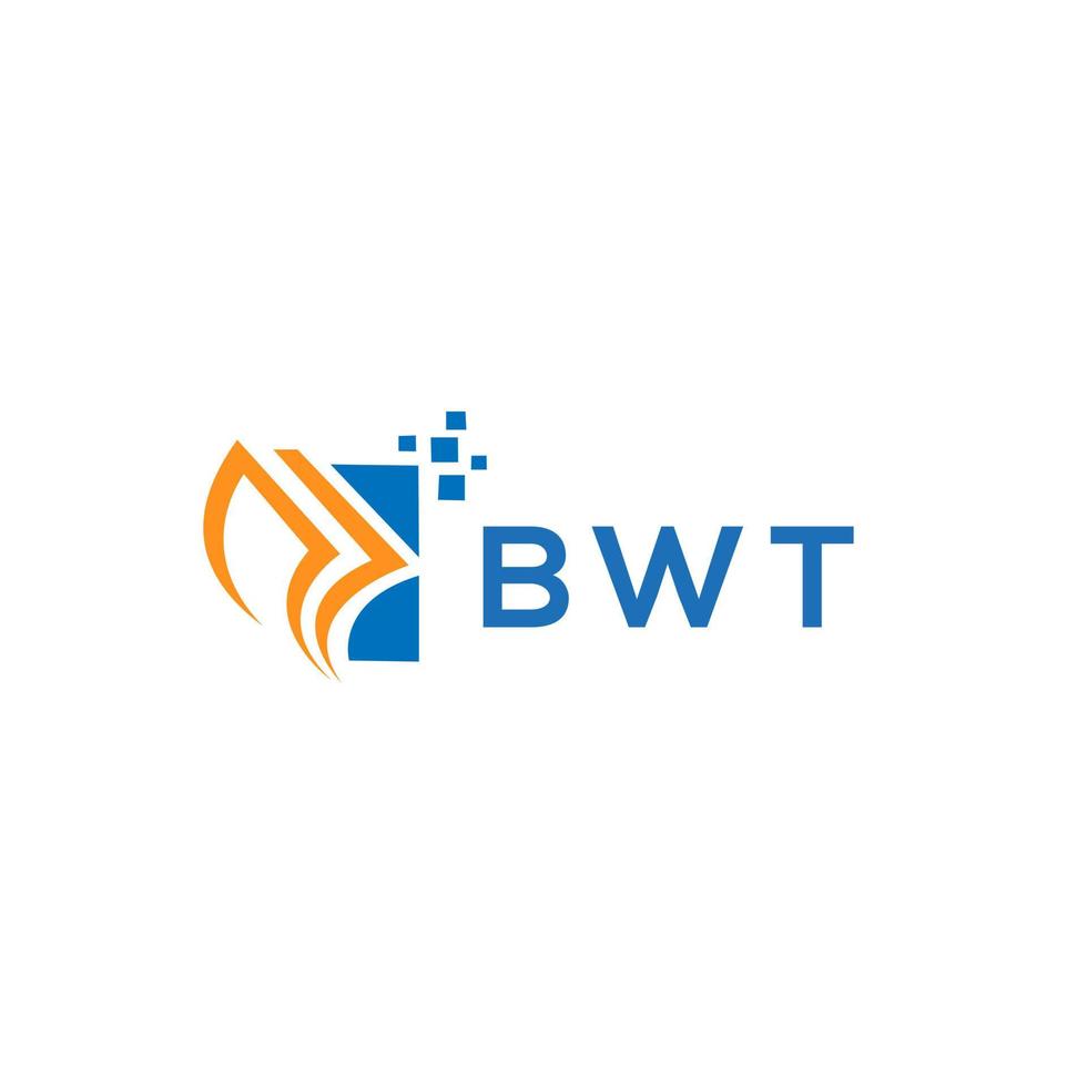 diseño de logotipo de contabilidad de reparación de crédito bwt sobre fondo blanco. bwt creative iniciales gráfico de crecimiento letra logo concepto. diseño del logotipo de finanzas empresariales bwt. vector