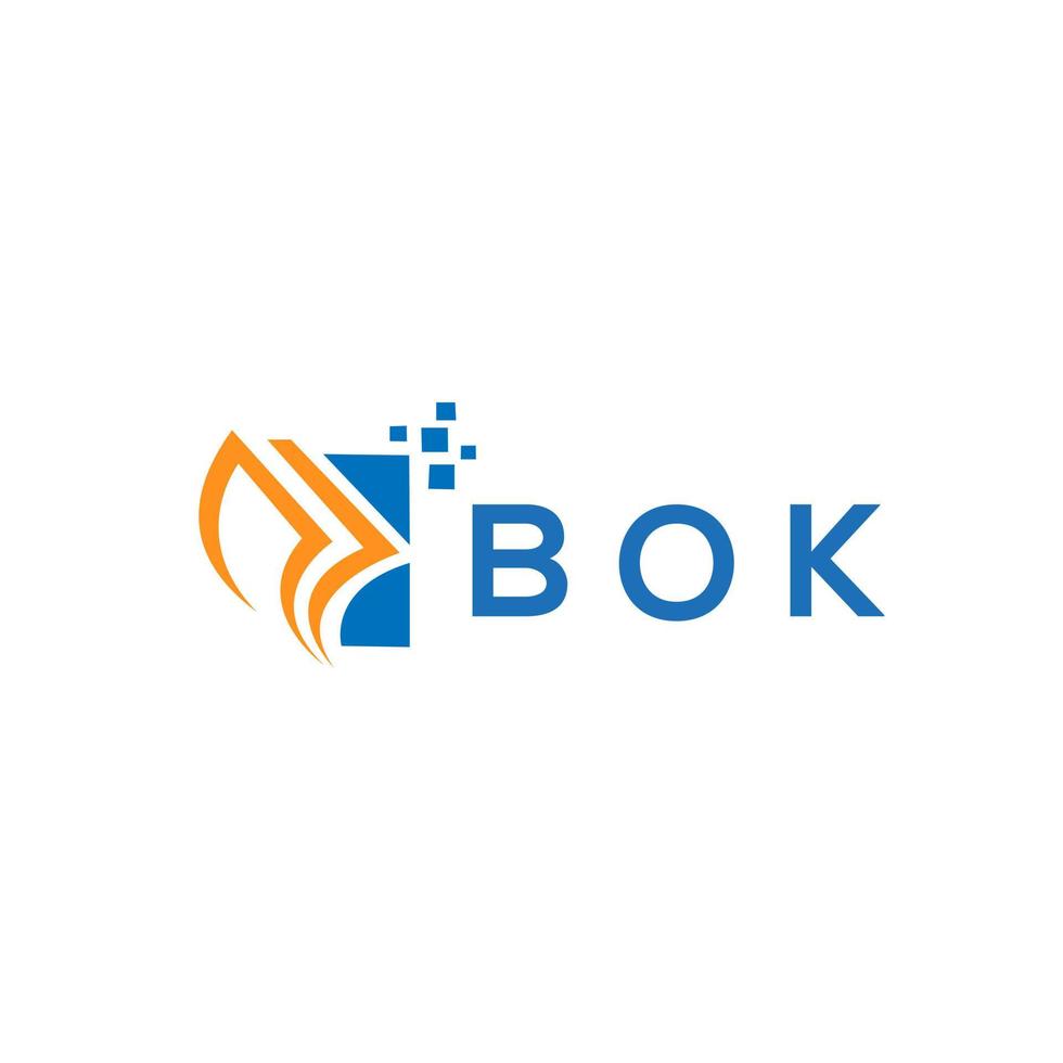 diseño de logotipo de contabilidad de reparación de crédito bok sobre fondo blanco. bok creative iniciales gráfico de crecimiento letra logo concepto. diseño del logotipo de finanzas empresariales bok. vector