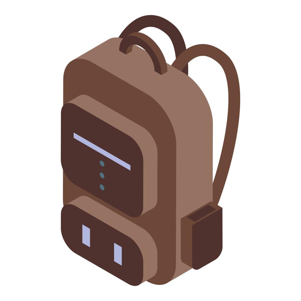 icono de mochila de viaje, estilo isométrico vector