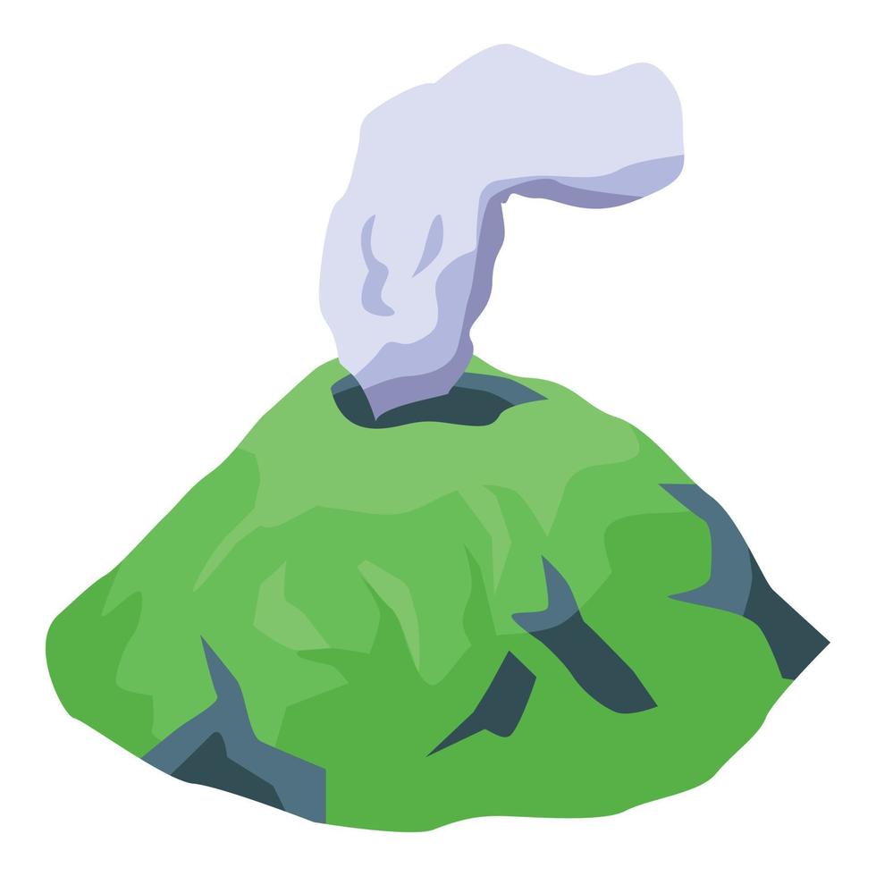 icono de volcán humeante, estilo isométrico vector