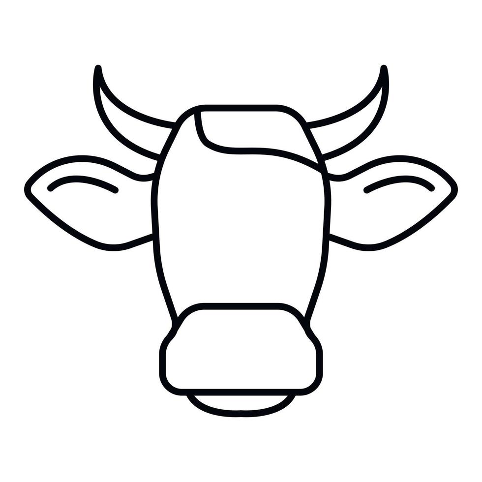 icono de cuernos de cabeza de vaca, estilo de contorno vector