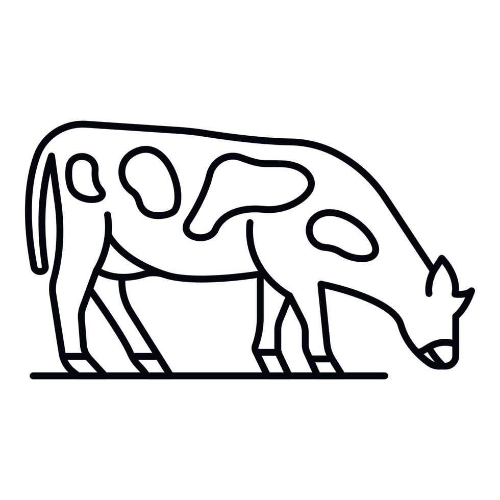 Cow eat grass icon, outline style vector