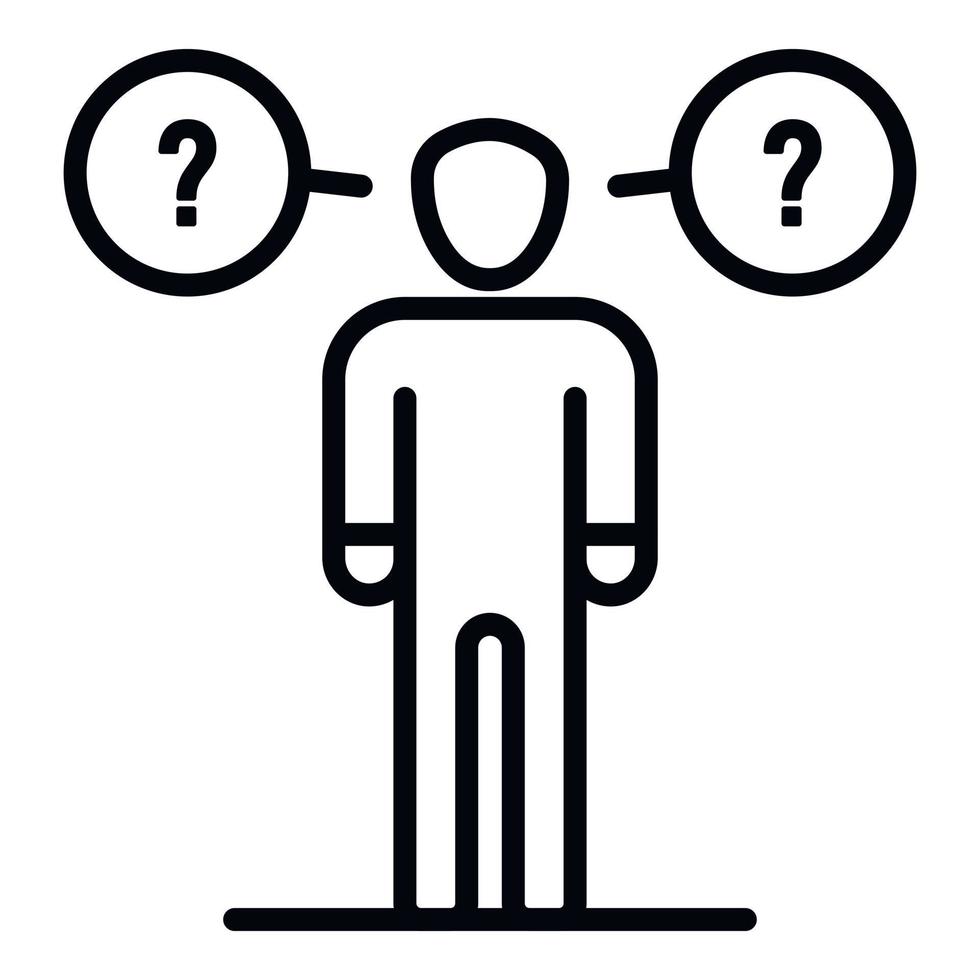 Man haves questions icon, outline style vector