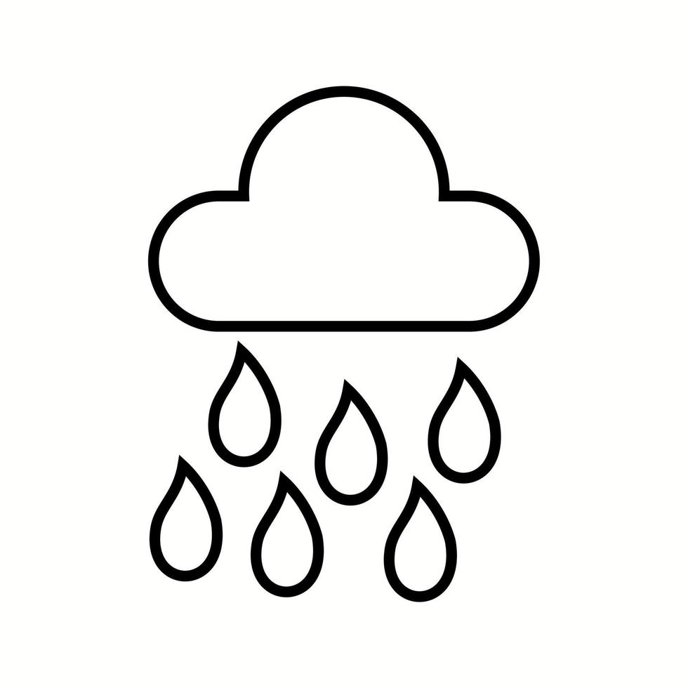 icono de línea de vector de lluvia único