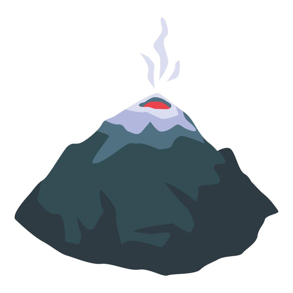 Burning volcano icon, isometric style vector