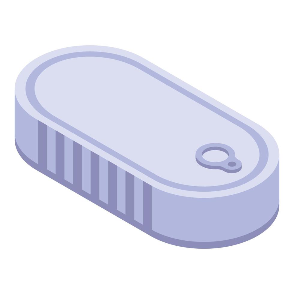 Fish tin can icon, isometric style vector