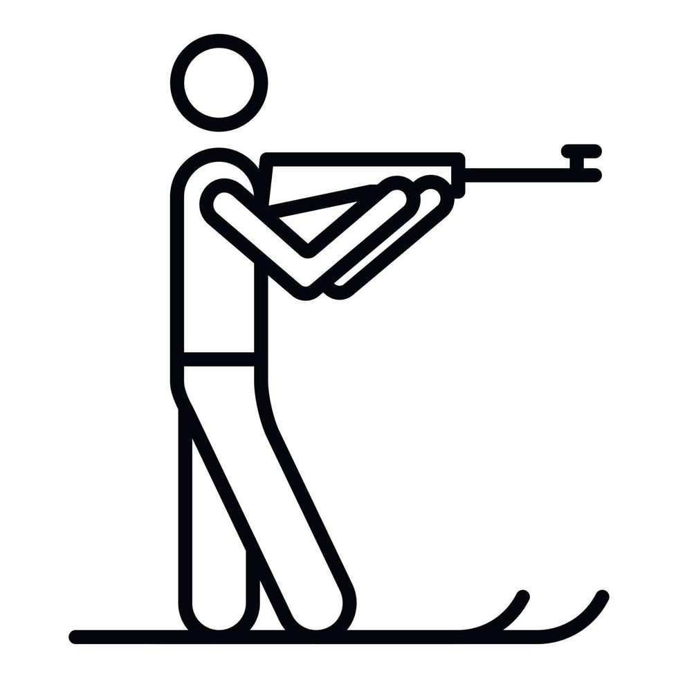 Biathlon shooter icon, outline style vector