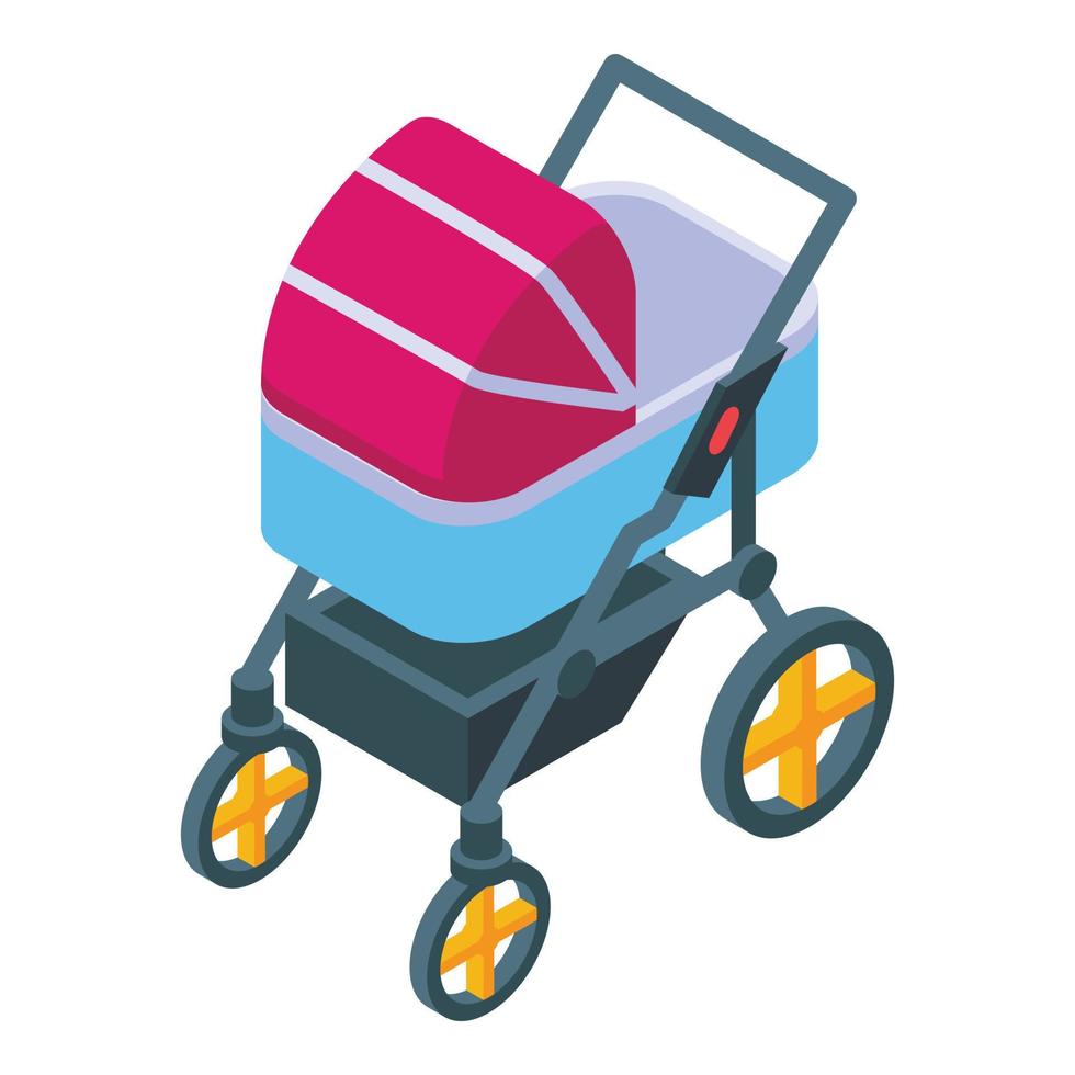 Newborn pram icon, isometric style vector