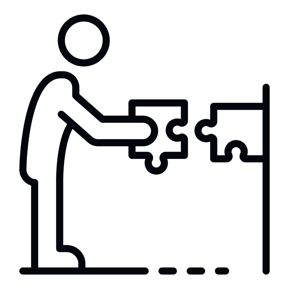 Man take puzzle icon, outline style vector